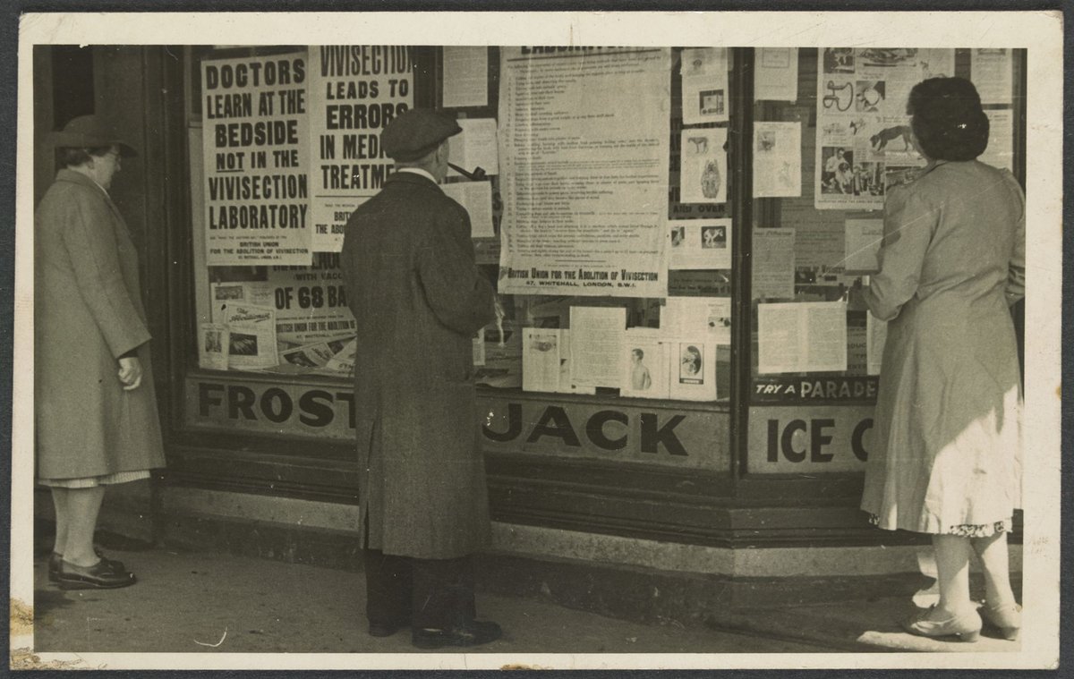 Shop window advertising British Union for Abolition of Vivisection, Melbourne Branch (1940–50)