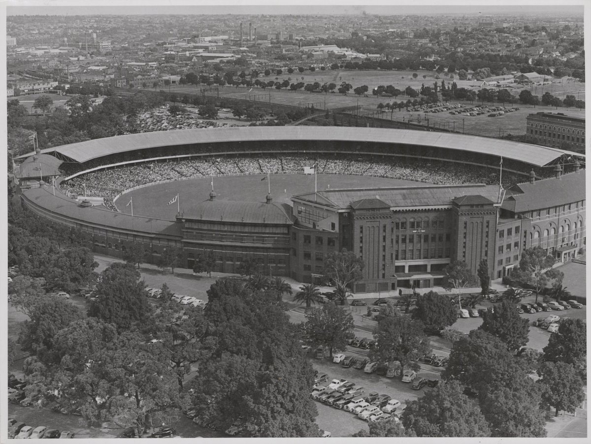 Aerial view of the Melbourne Cricket Ground during the Third Test Match of 1946-47 series, East Melbourne (1947)