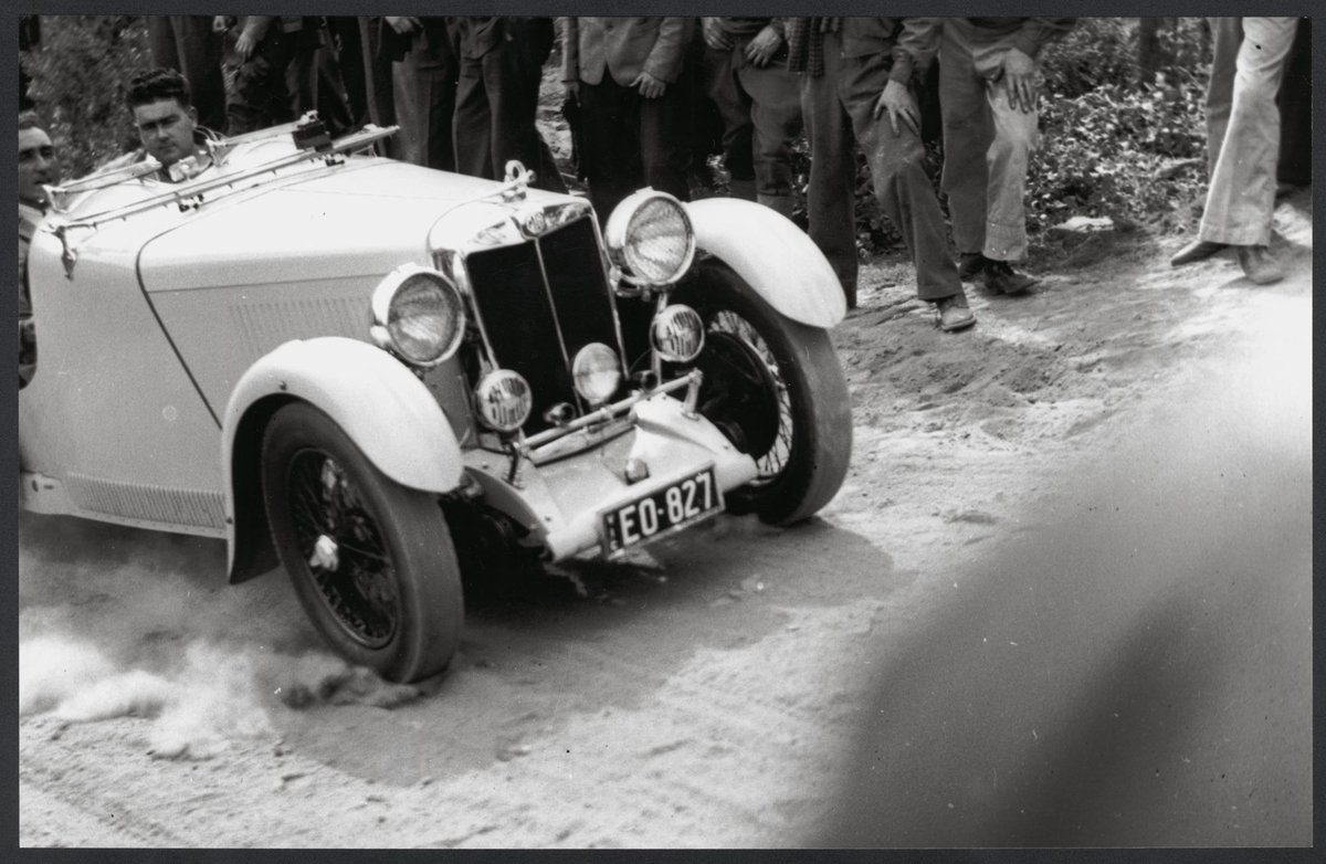 Fogarty driving his MG at the Greensborough Hill Climb (1945)