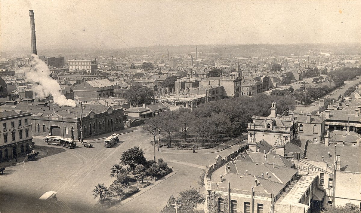 Views of central Melbourne, including upper Collins Street, Parliament House, St. Patrick's Cathedral and Victoria Street, East Melbourne (1921–23)