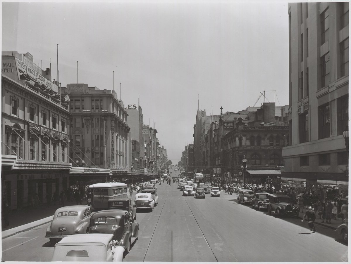 View along Bourke Street, Melbourne, Victoria, Melbourne City (1946–54)