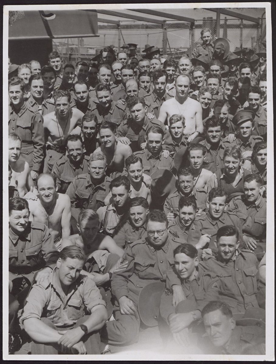 A.I.F. men aboard their transport at Melbourne (1941)
