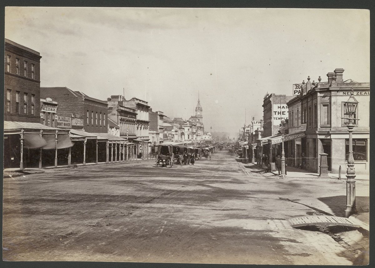 Swanston Street looking South, Melbourne City (1870–80)