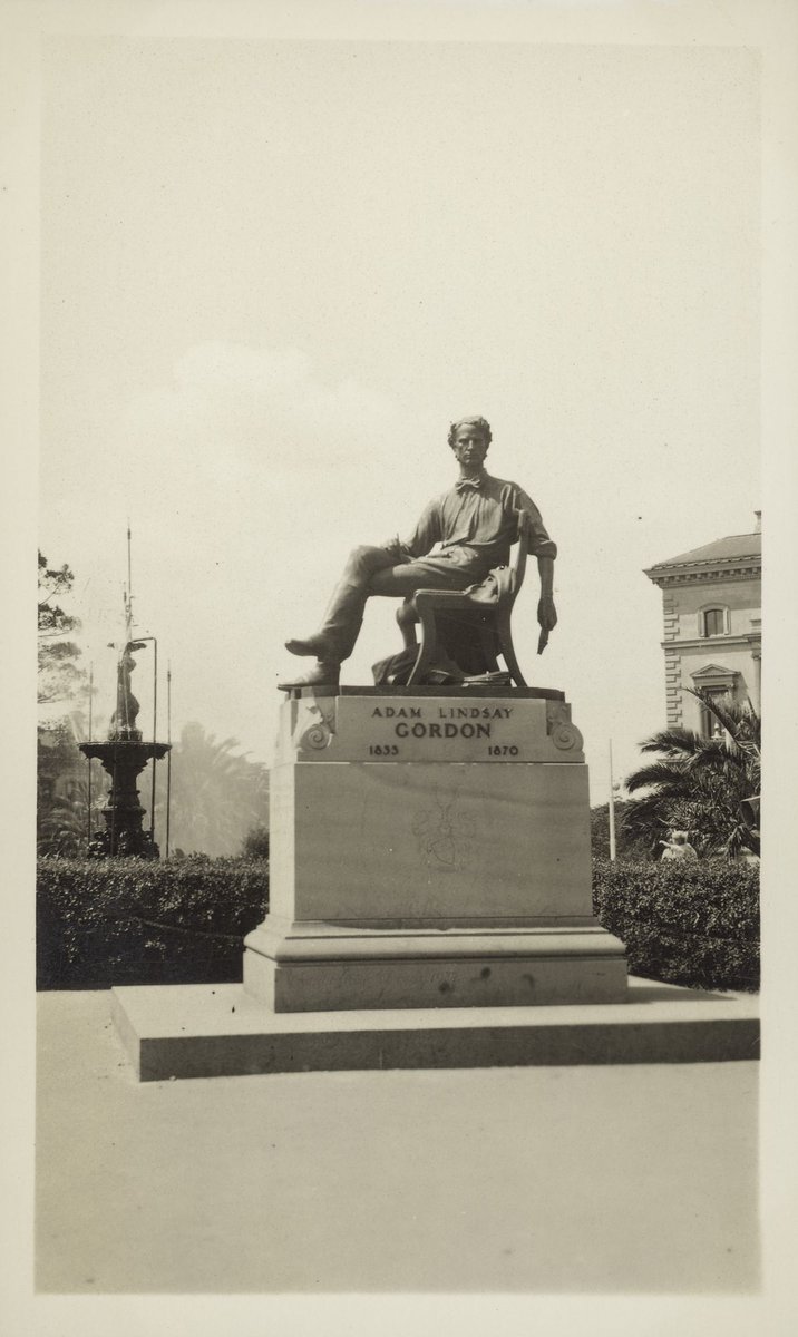 [Statue of Adam Lindsay Gordon, Spring Street, Melbourne], Melbourne City (1930s)
