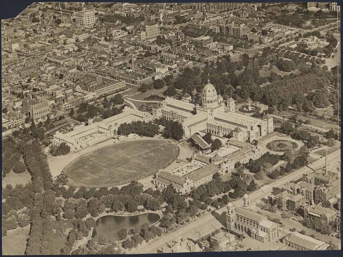 Aerial view of the Exhibition Buildings, Carlton, Victoria (1931?)