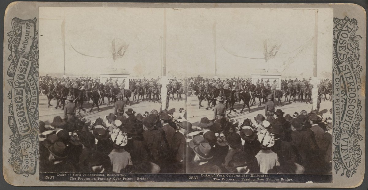 Duke of York celebrations, Melbourne - the procession passing over Princes Bridge, Melbourne City (c. 1901)