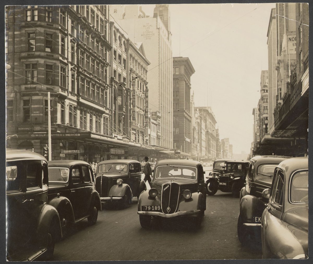 Elizabeth St., looking fr Flinders Street, Melbourne, Australia, March 1950, Melbourne City