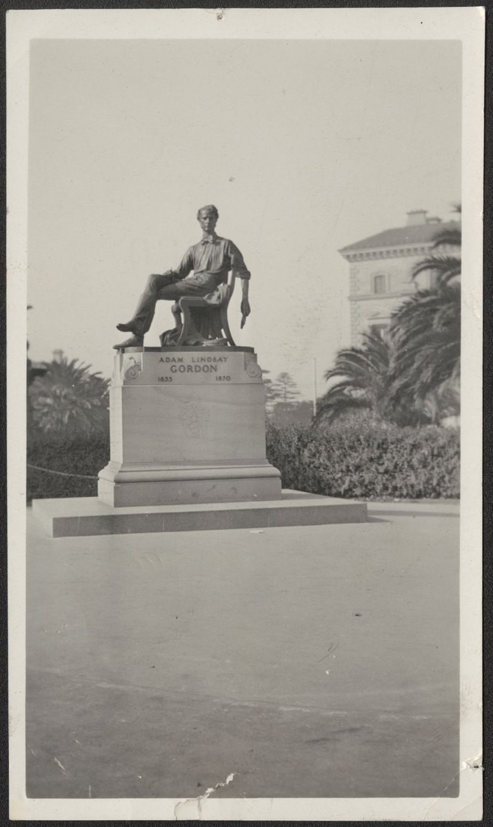 Bronze statue of Adam Lindsay Gordon, Spring Street, Melbourne, Melbourne City (1934)