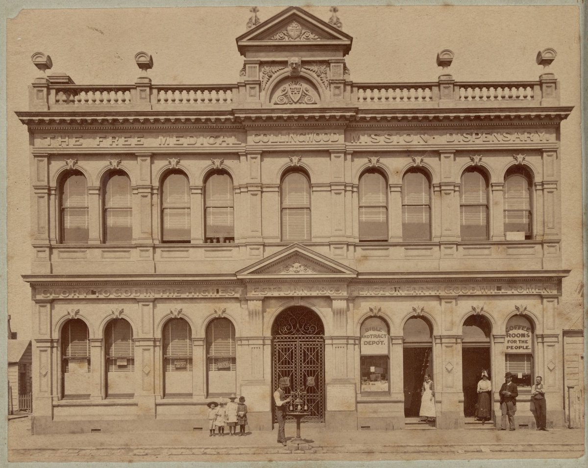 Dr. Singleton's Collingwood Free Medical Mission Dispensary, Queen's Jubilee Buildings, Wellington Street, Collingwood (c. 1885)