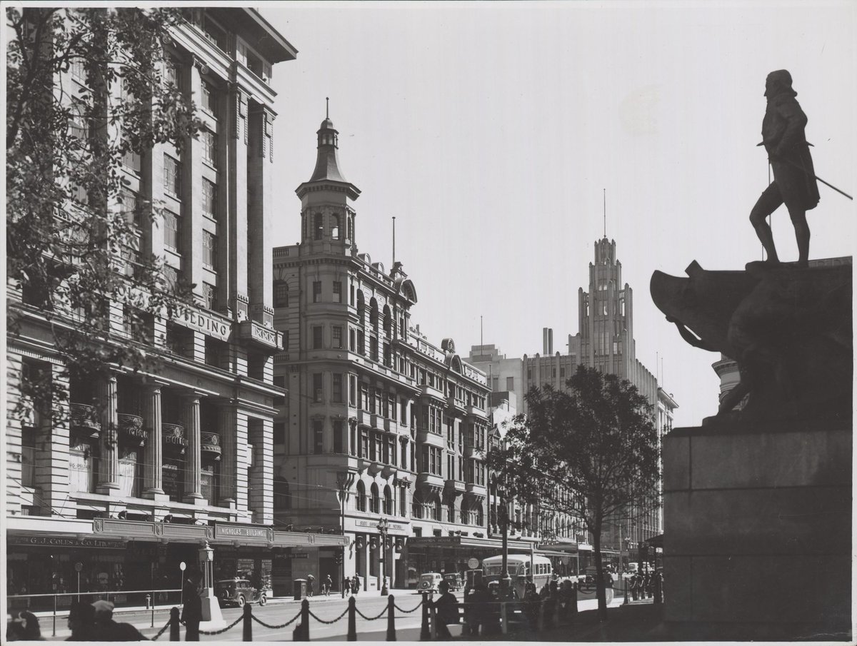 Swanston Street looking north west, Melbourne, Victoria, Melbourne City (1946–54)