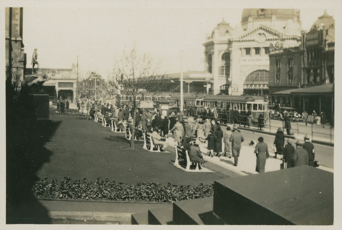 Flinders St. & Princes Bridge, Melbourne City (c. 1933)