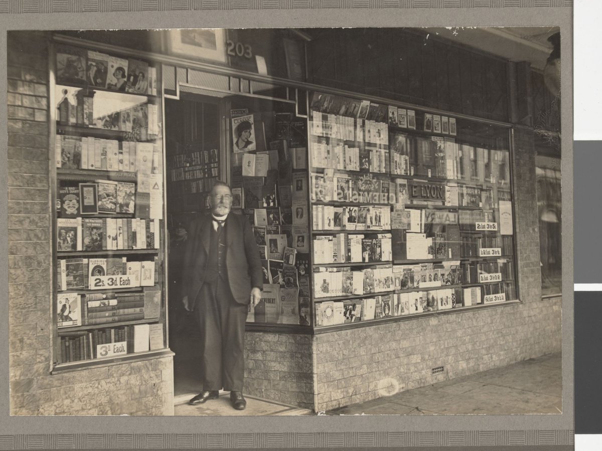 Edward Lyon, Bookseller, outside his premises, 203 Smith Street, Fitzroy (1930–40)