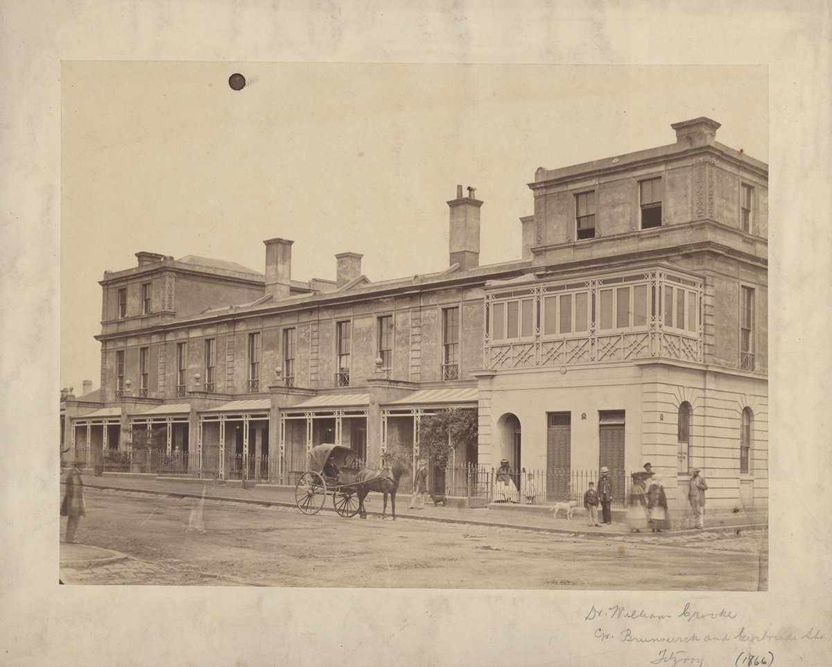 [Royal Terrace, 39-41 Brunswick Street, with Dr. William Crooke's surgery on the corner of Brunswick and Gertrude Streets, Fitzroy] (1866)
