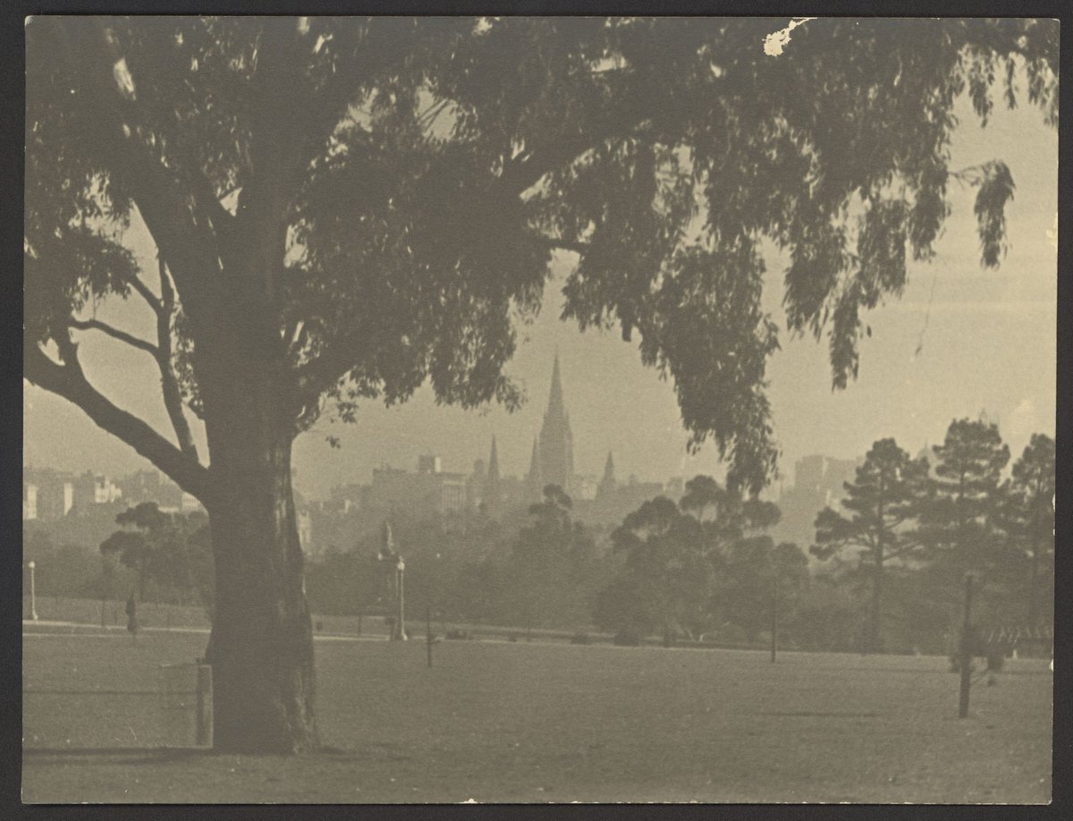 [Melbourne park and skyline] (c. 1935)