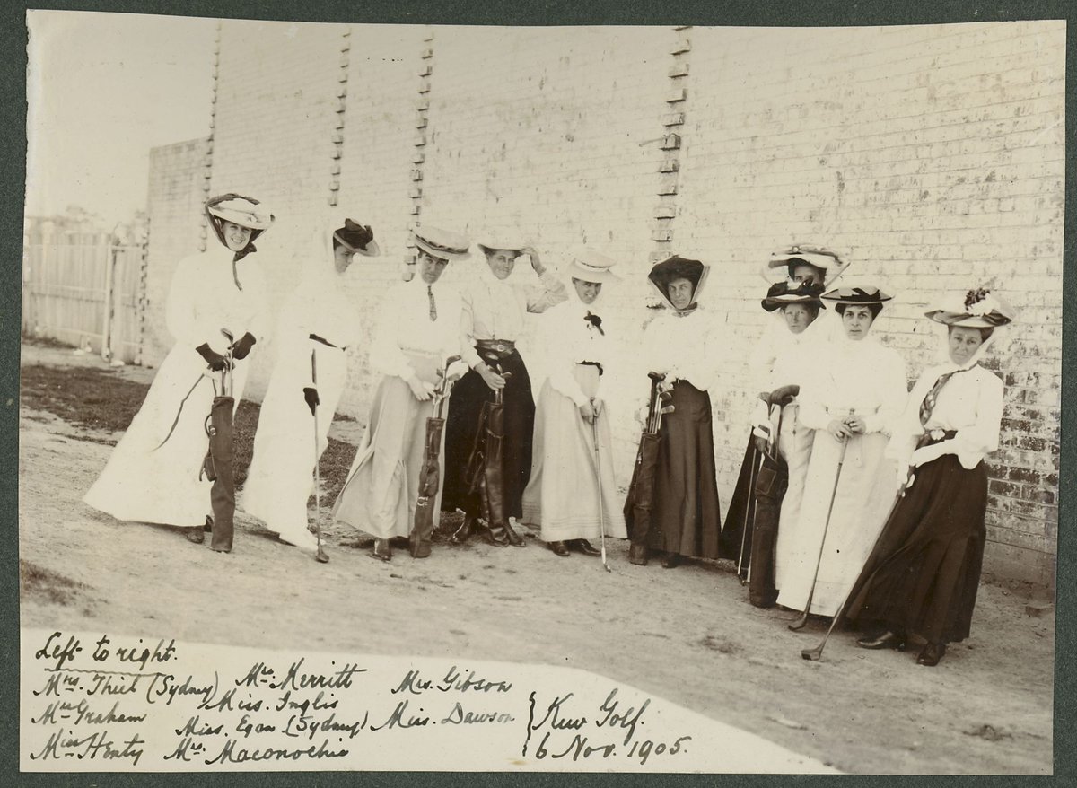 [Group of women golfers, Kew golf] (1905)