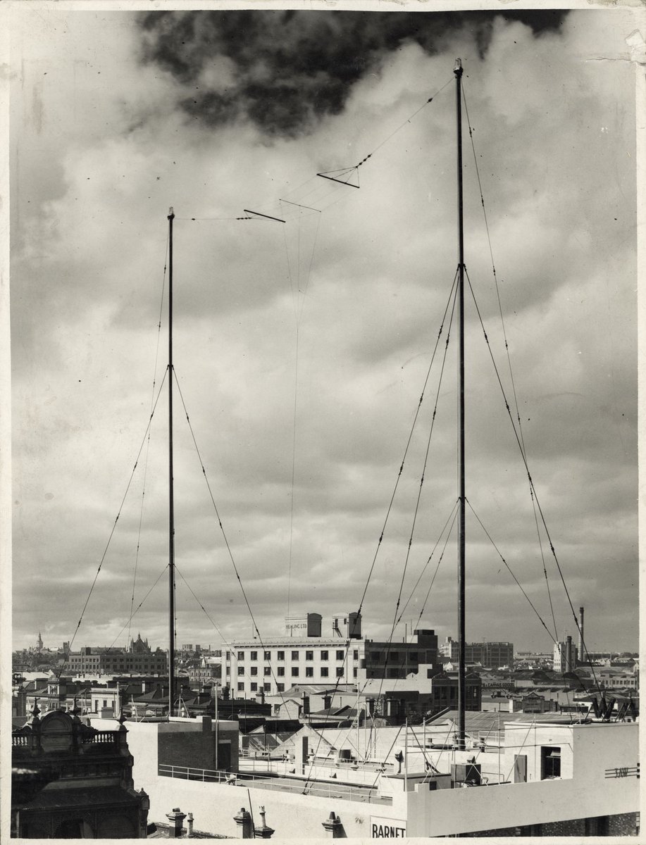 Wireless masts for 3AW and store for "Age", Latrobe Street, Melb, Melbourne City (1935–45)