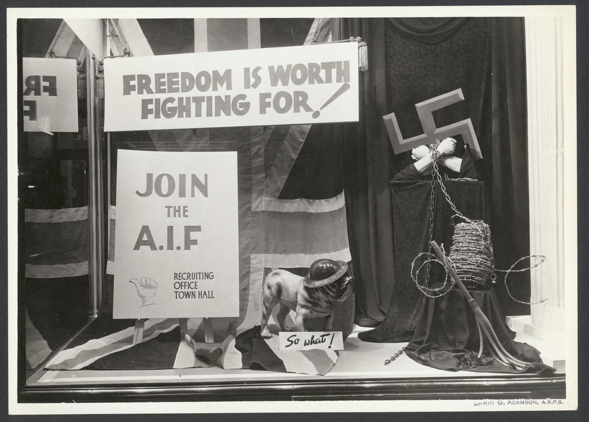 AIF recruitment window display at Georges, Collins Street, Melbourne, Melbourne City (1940–45)