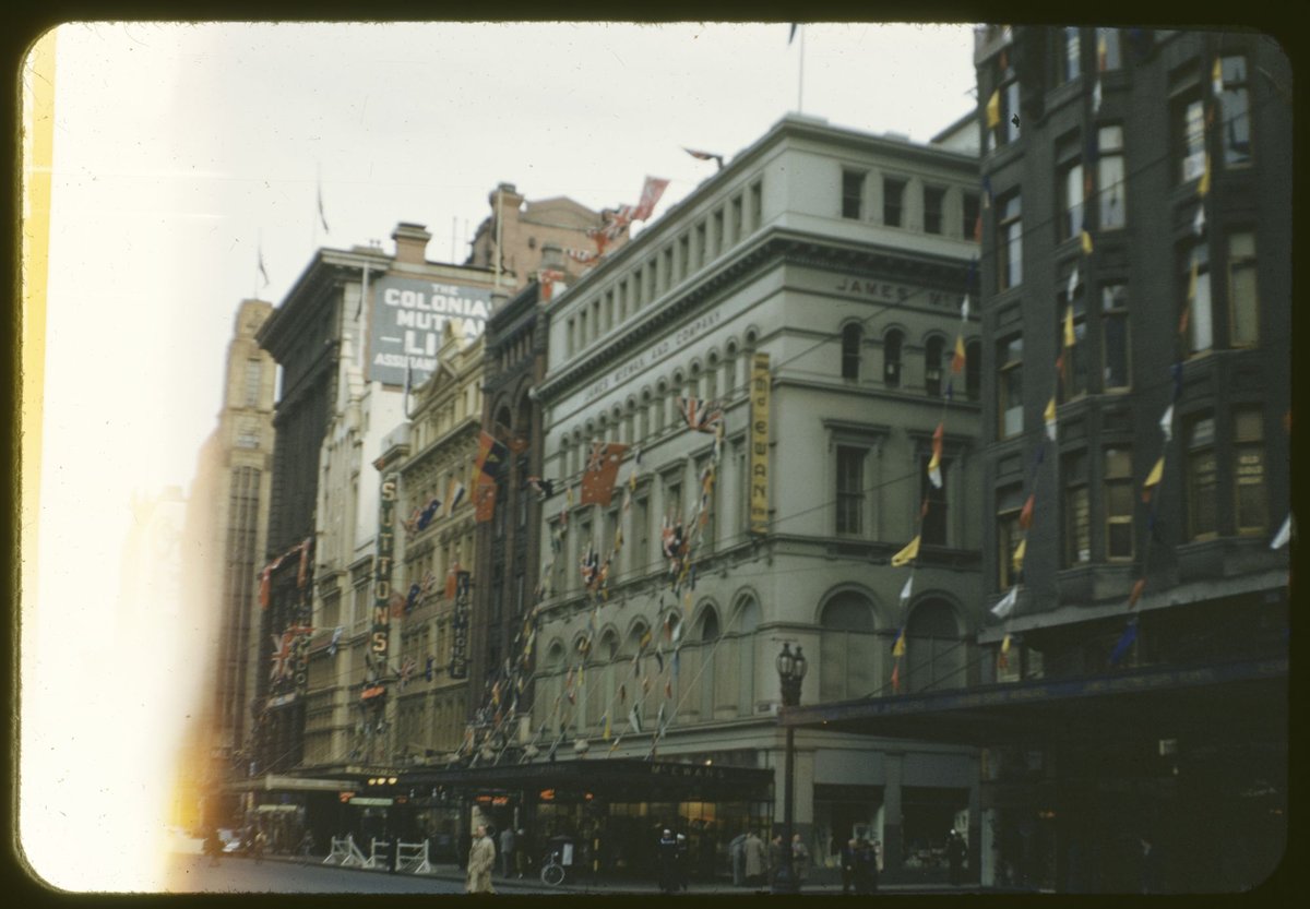Coronation decorations in Melbourne, Victoria (1953)