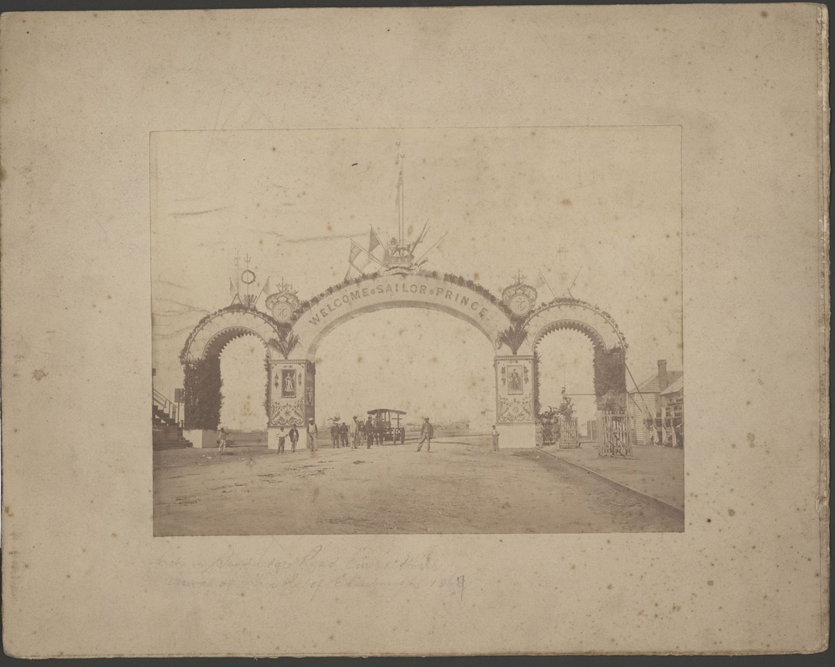 Arch in Sandridge Road, Emerald Hill [arrival?] of the Duke of Edinburgh, 1867, Port Melbourne