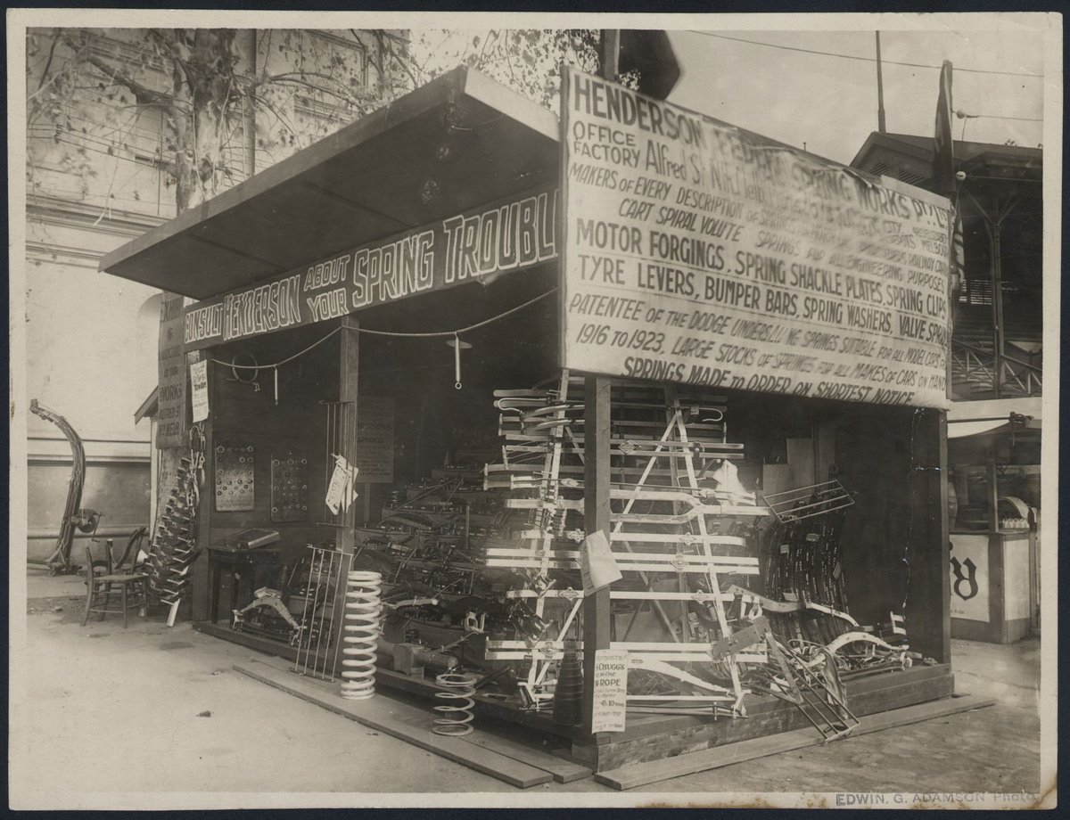 Henderson Federal Spring Works Pty Ltd display booth at Melbourne Exhibition Buildings, Carlton (1920s)
