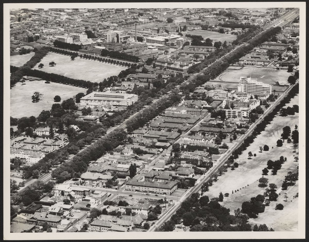 Aerial view of St. Kilda Road, Melbourne, Victoria, Melbourne City (1950–54)