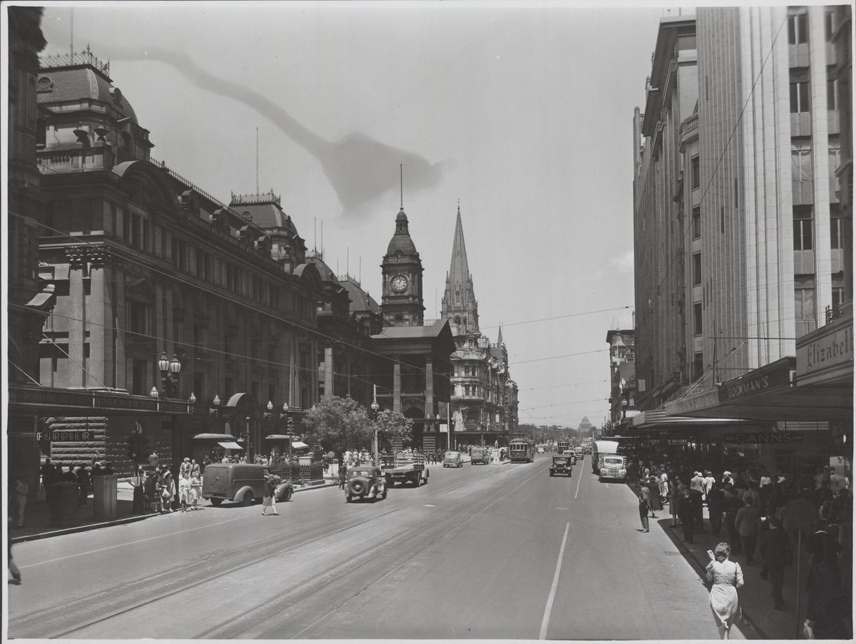 View along Swanston Street, Melbourne, Victoria, Melbourne City (1946–54)