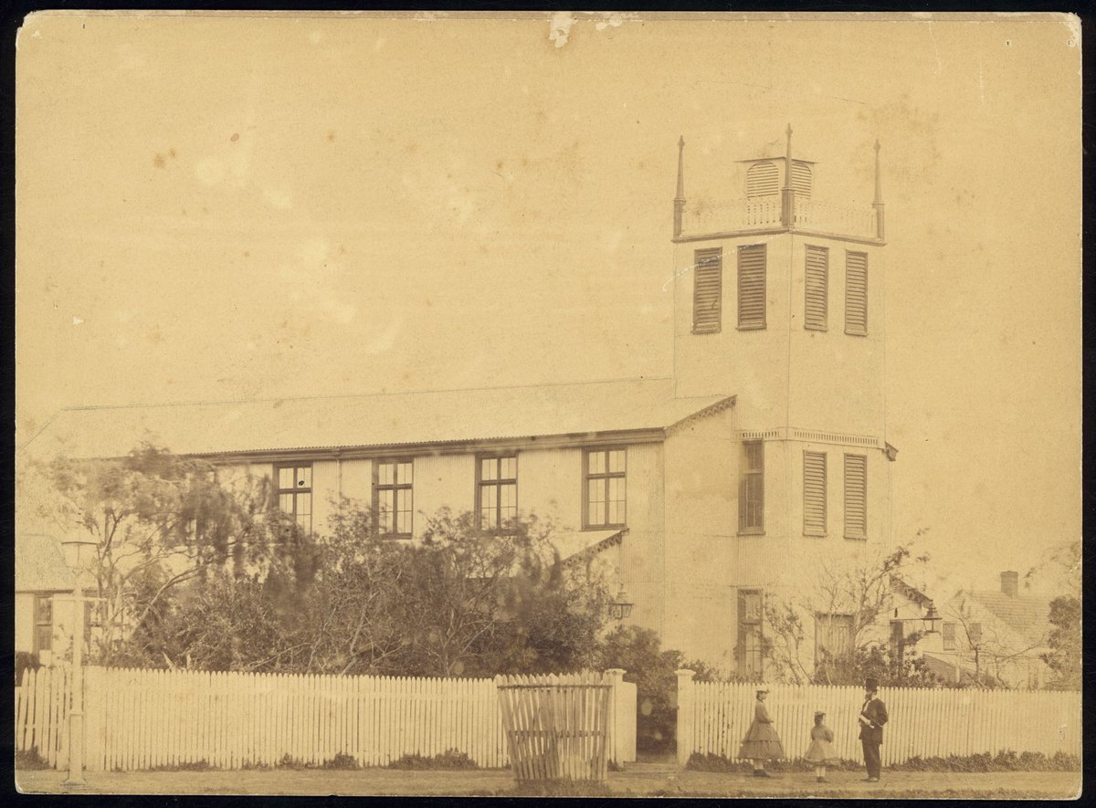Anglican pre-fab iron church & vicarage, Nelson Pl., W'Twon [ie. Williamstown] (c. 1865)
