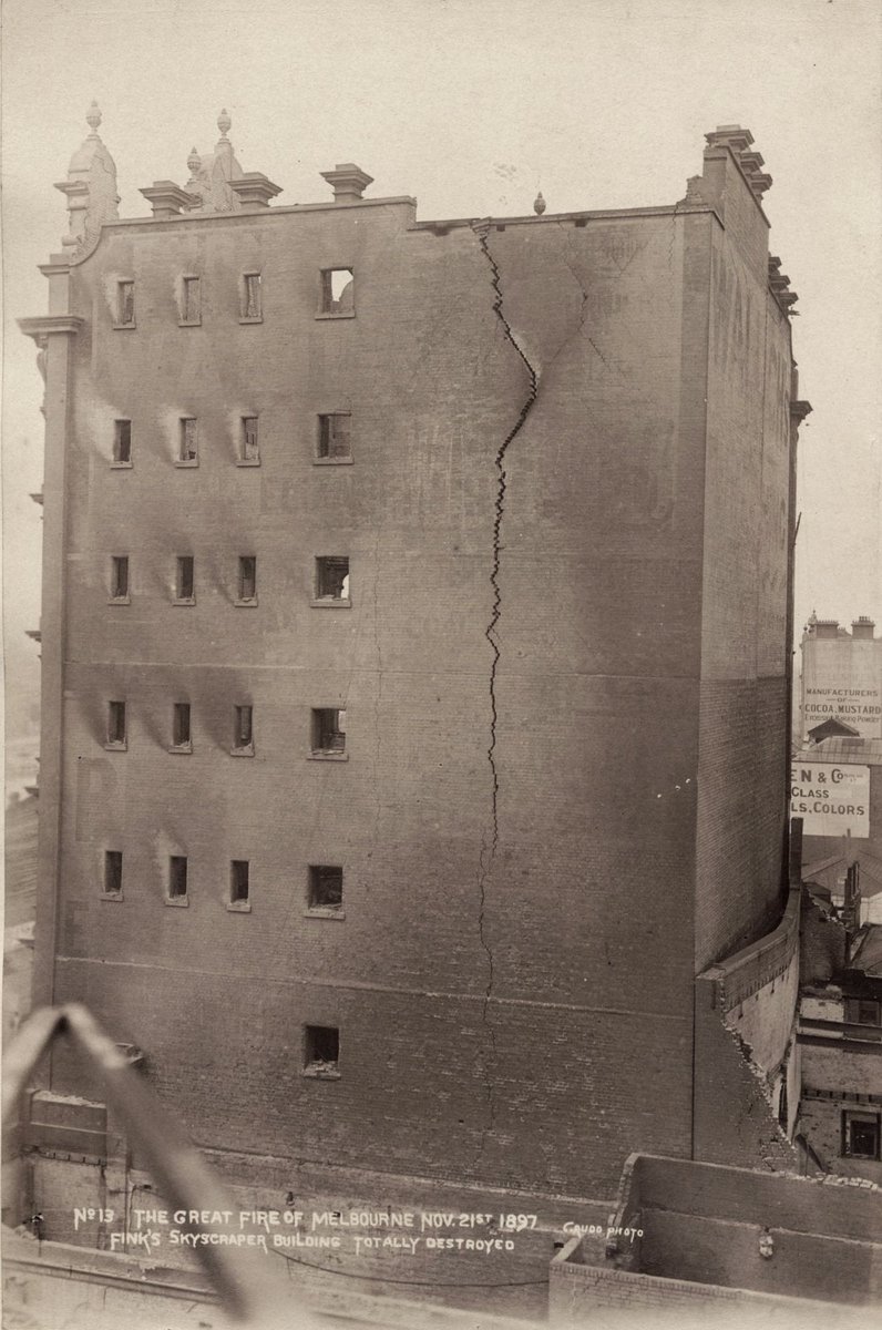 THE GREAT FIRE OF MELBOURNE, NOV. 21st. 1897 FINK'S SKYSCRAPER BUILDING TOTALLY DESTROYED