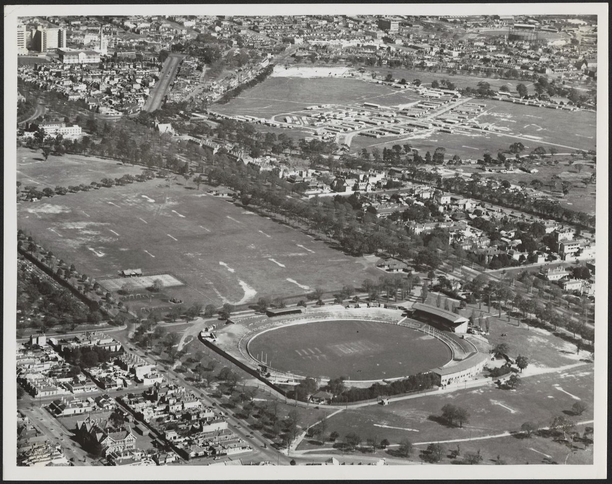 Aerial view of Carlton Football Club ground, Victoria (1946)