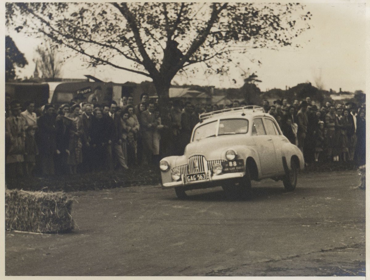 One of the Holden entries in the Redex Trial, taken at Albert Park (1953?)