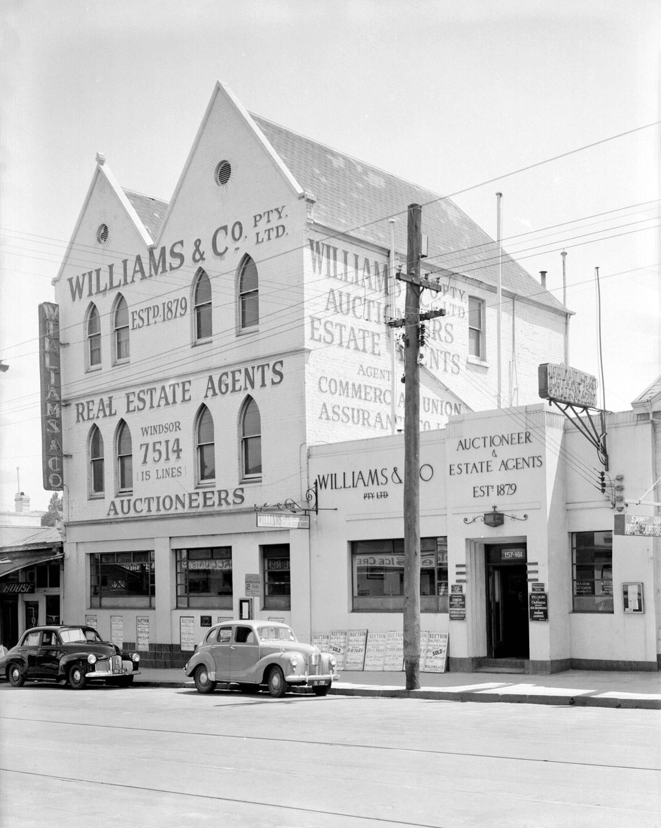 Williams & Company, estate agents at 157-161 Toorak Road, South Yarra (1953)