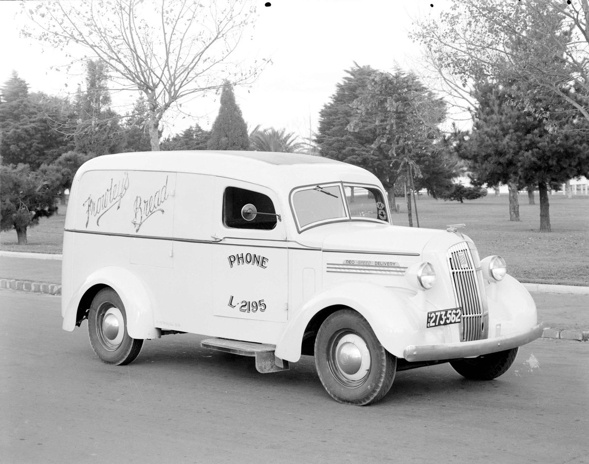 Frowley's Bread delivery van, sold by Queensbridge Motors, South Melbourne (1940s)