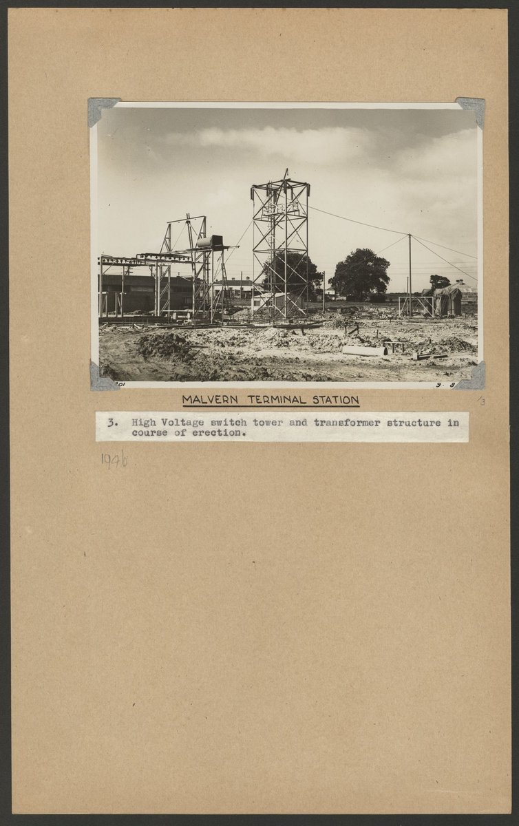 Switch tower and transformer at Malvern terminal station (1946)
