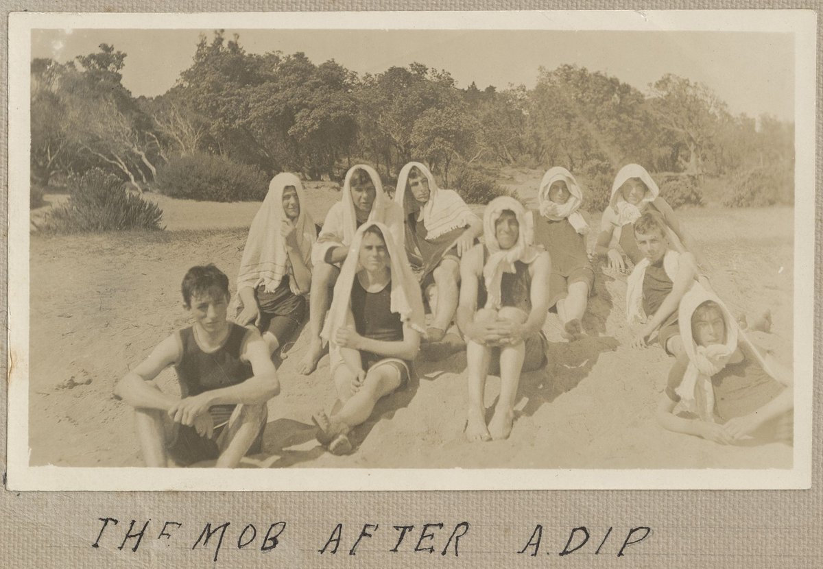 The mob after a dip, Frankston (1918)