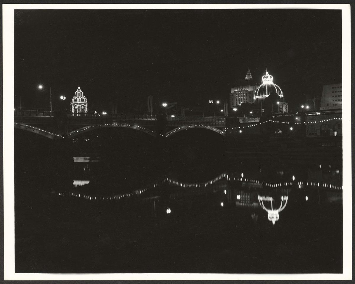 Buildings decorated for the 1954 Royal Tour by Queen Elizabeth and Prince Phillip Melbourne, Melbourne City
