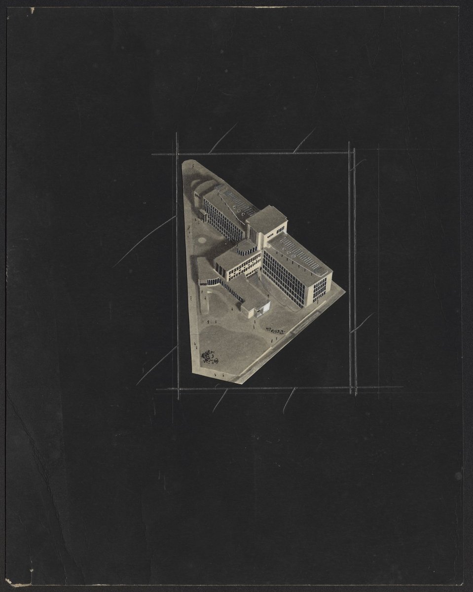 Architectural scale models of the Melbourne Dental Hospital resting on a trestle table (1940–54)