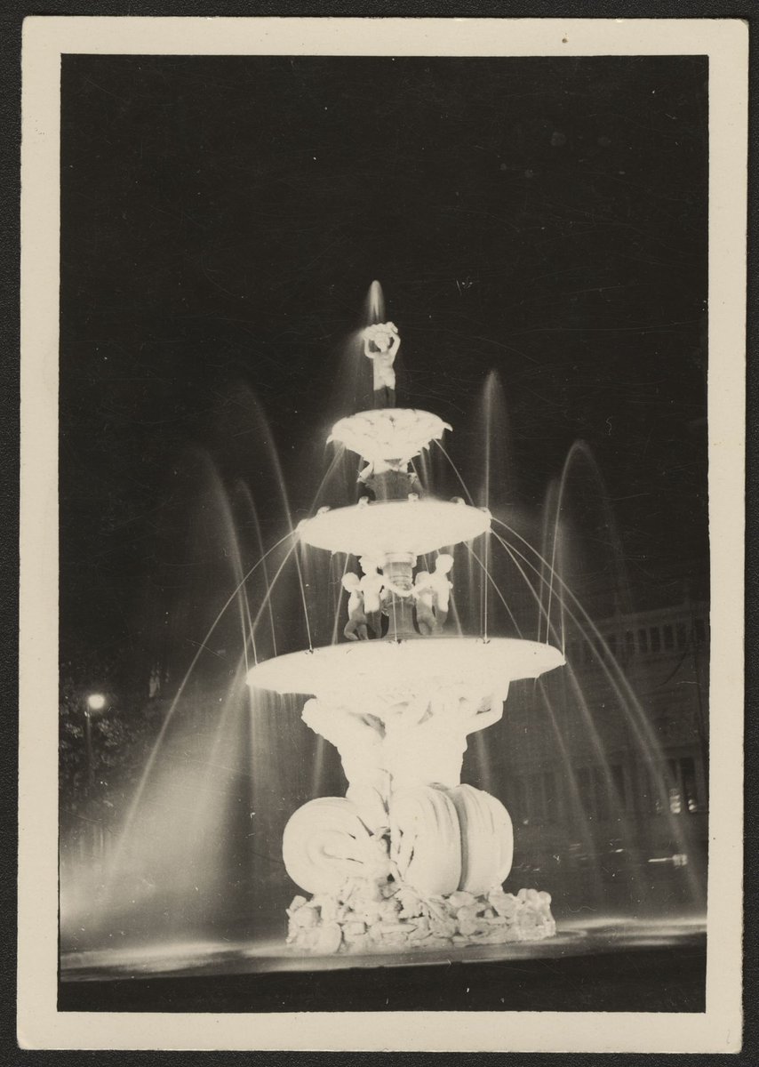 Floodlit fountain in front of the Exhibition Buildings, Carlton (1954)