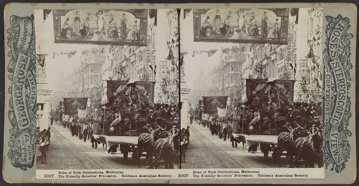 Duke of York Celebrations, Melbourne. The Friendly Societies Procession. Tableaux Australian Scenery (1901)