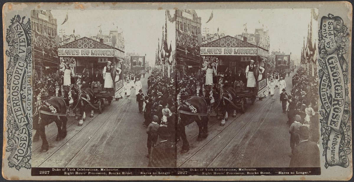Duke of York Celebrations, Melbourne. Eight Hours' Procession, Bourke Street. 'Slaves no Longer.', Melbourne City (1901)