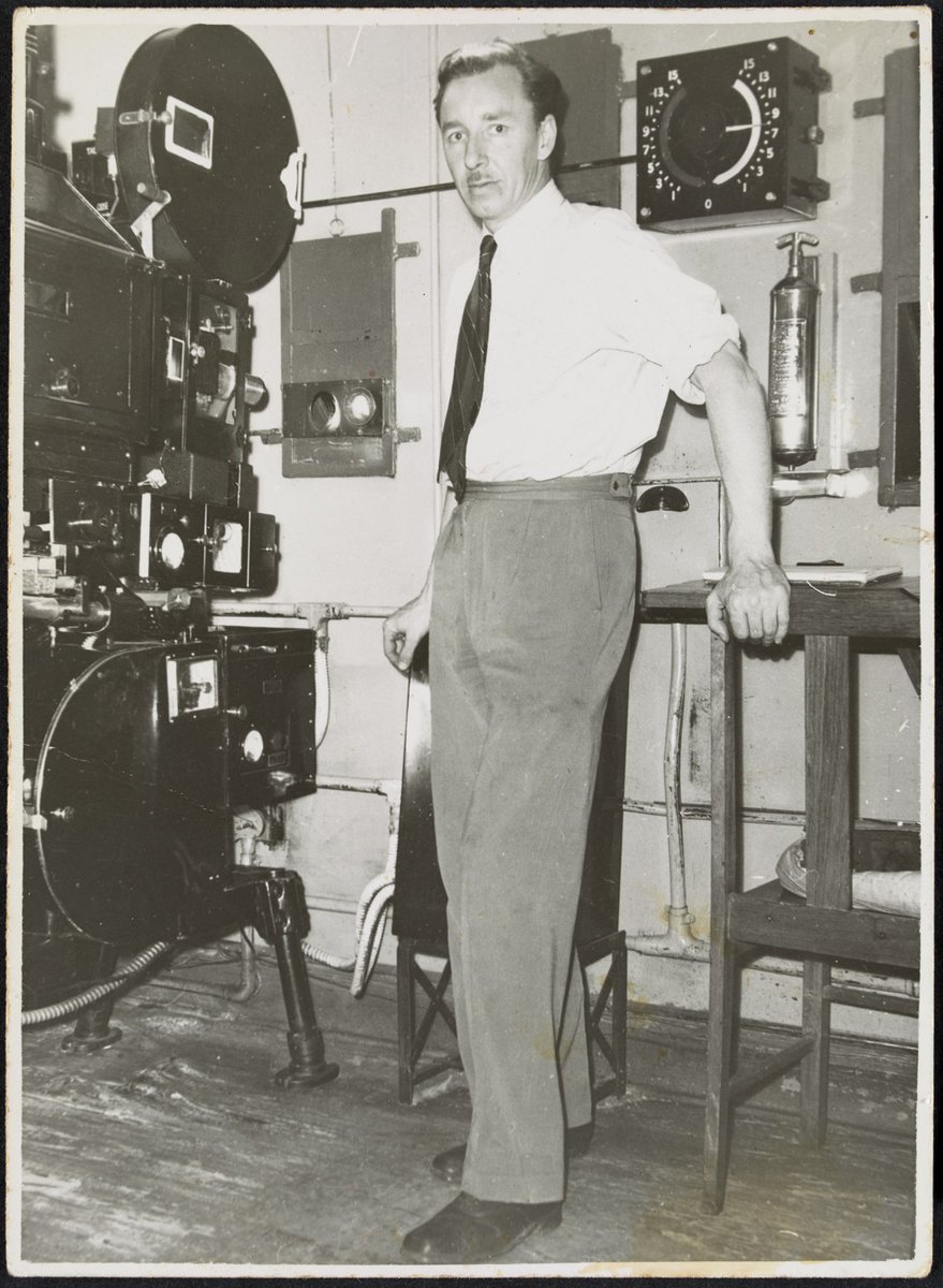 George Pitts in Century Projection Room at Century Theatre, Swanston Street Melbourne, Melbourne City (1940s)