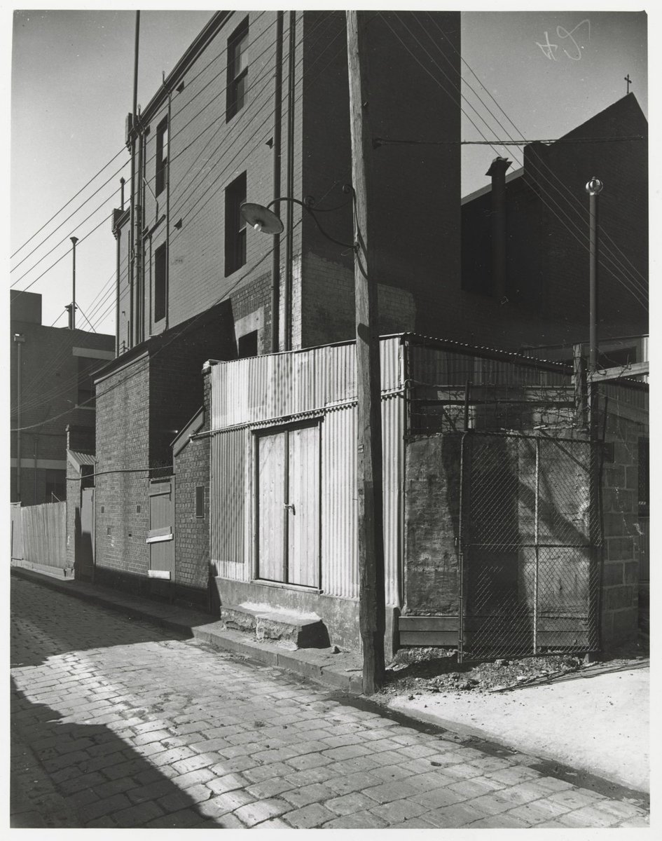 Griffin Lane - east side, looking south from corner of Little Lonsdale Street, Melbourne City (1950)