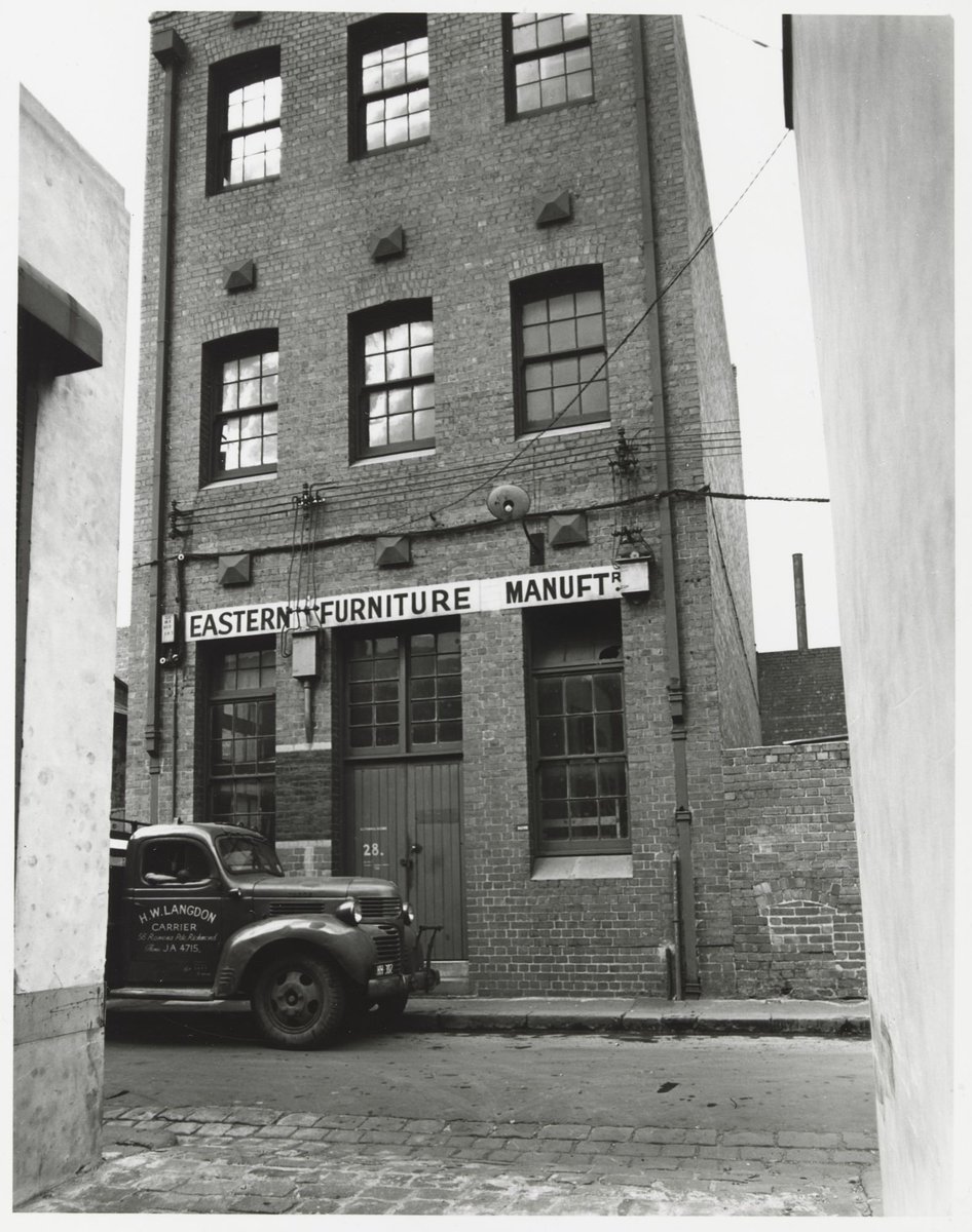 Little Leichardt Street - east side, at no. 28, near corner with Little Lonsdale Street, Melbourne City (1950)