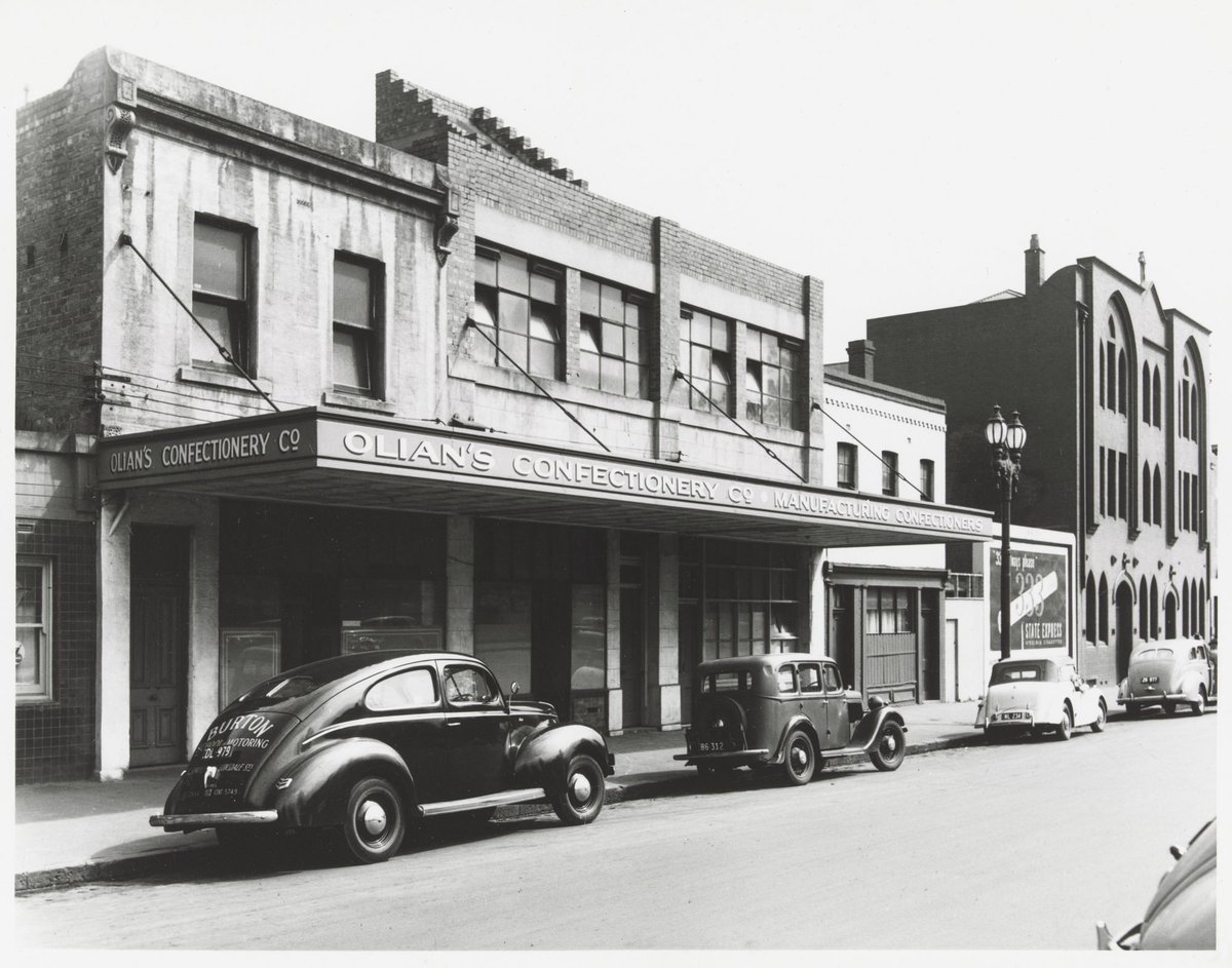 Spring Street - west side, showing Olian's Confectionary Co. at 247-255, Melbourne City (1950)