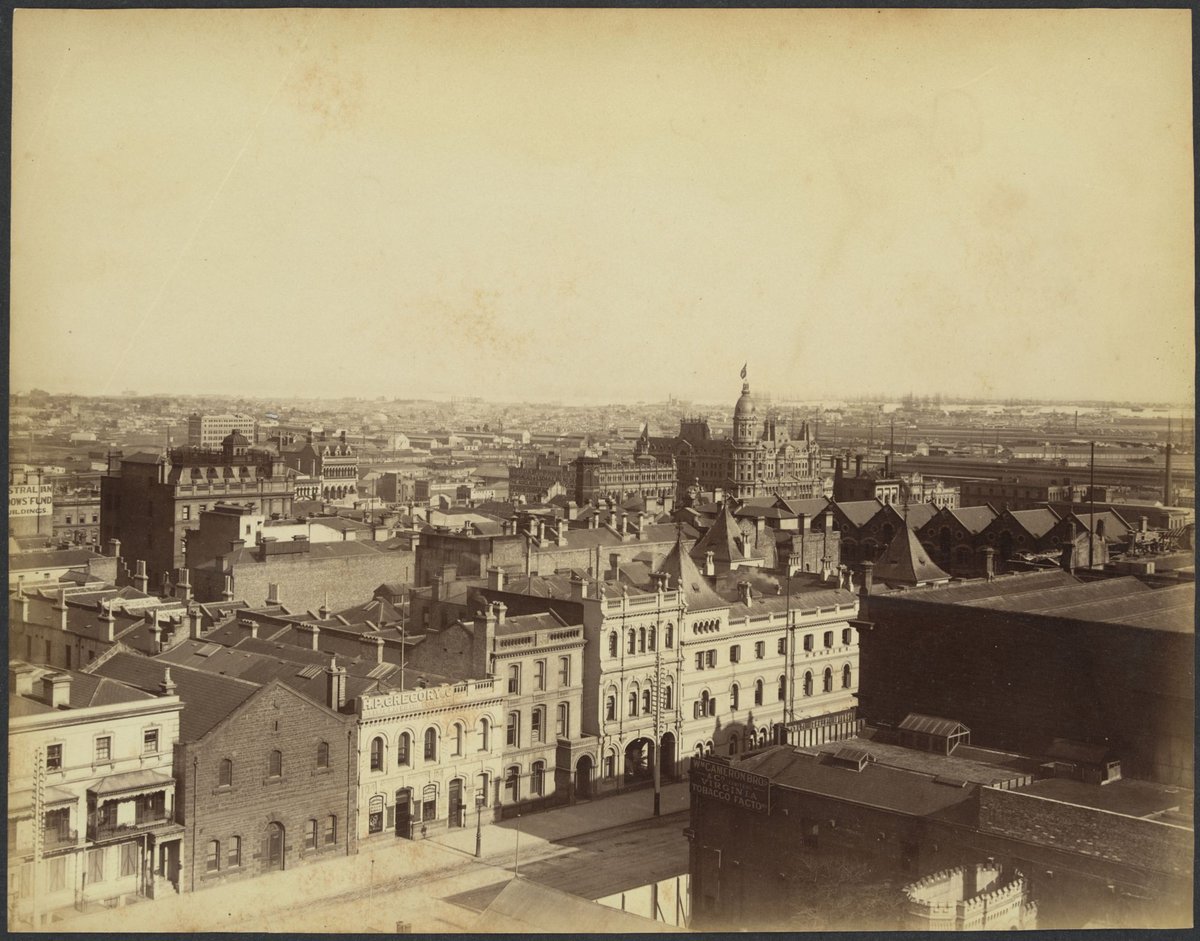 View of Melbourne looking south-west from Bourke Street West between Queen and William Streets, Melbourne City (1888?)