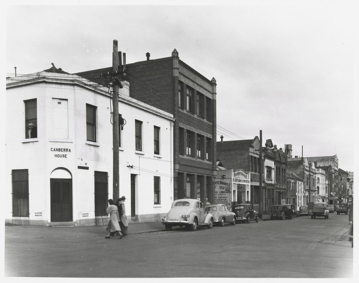 Exhibition Street - east side, looking east from corner with La Trobe Street, Melbourne City (1950)