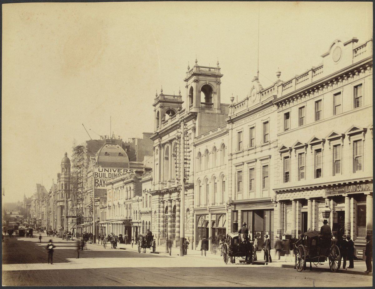View of Collins Street south side from near Queen Street, Melbourne City (1888?)