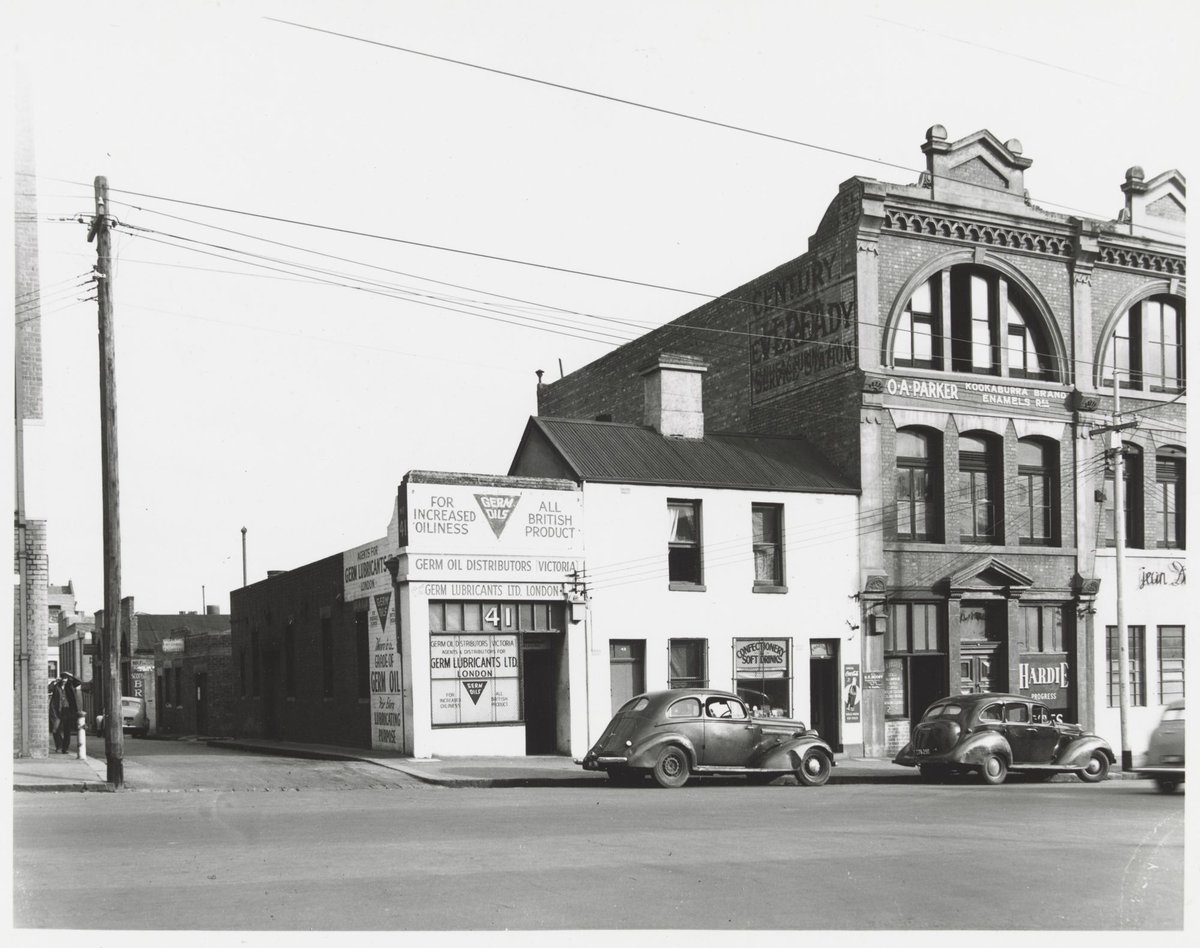 La Trobe Street - south side, west from Burton Street corner, Melbourne City (1950)