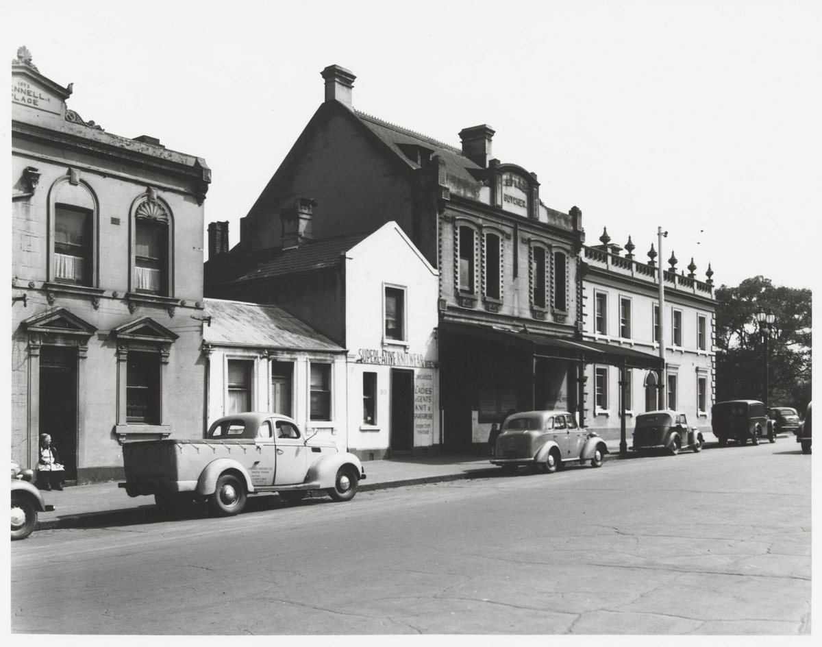 Spring Street - west side, looking to corner with La Trobe Street, Melbourne City (1950)