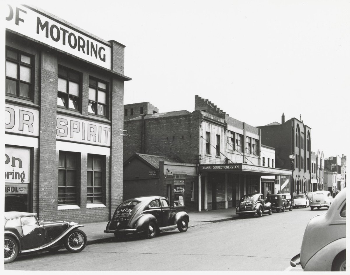 Spring Street - west side, at corner with Surry Place, Melbourne City (1950)