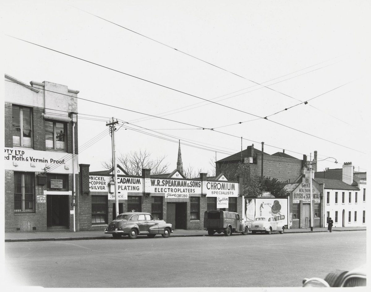 La Trobe Street - south side, looking west from no. 65, Melbourne City (1950)